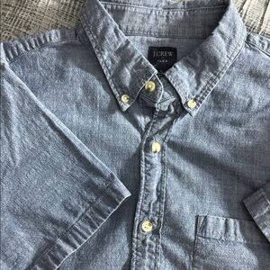 J. Crew Flex Chambray Blue Short Sleeve Button Down Shirt